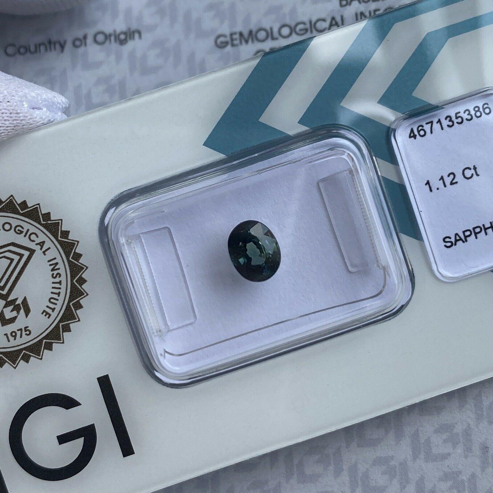 1.12ct Fine Australian Deep Green Blue Teal Sapphire Oval Cut IGI Certified Gem For Sale 3
