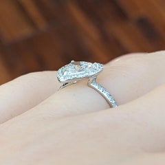 1.12ct Heart Shaped Diamond Ring in 18k White Gold Halo Setting