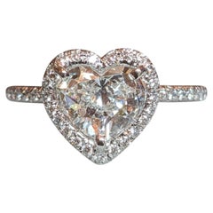 1.12ct Heart Shaped Diamond Ring in 18k White Gold Halo Setting