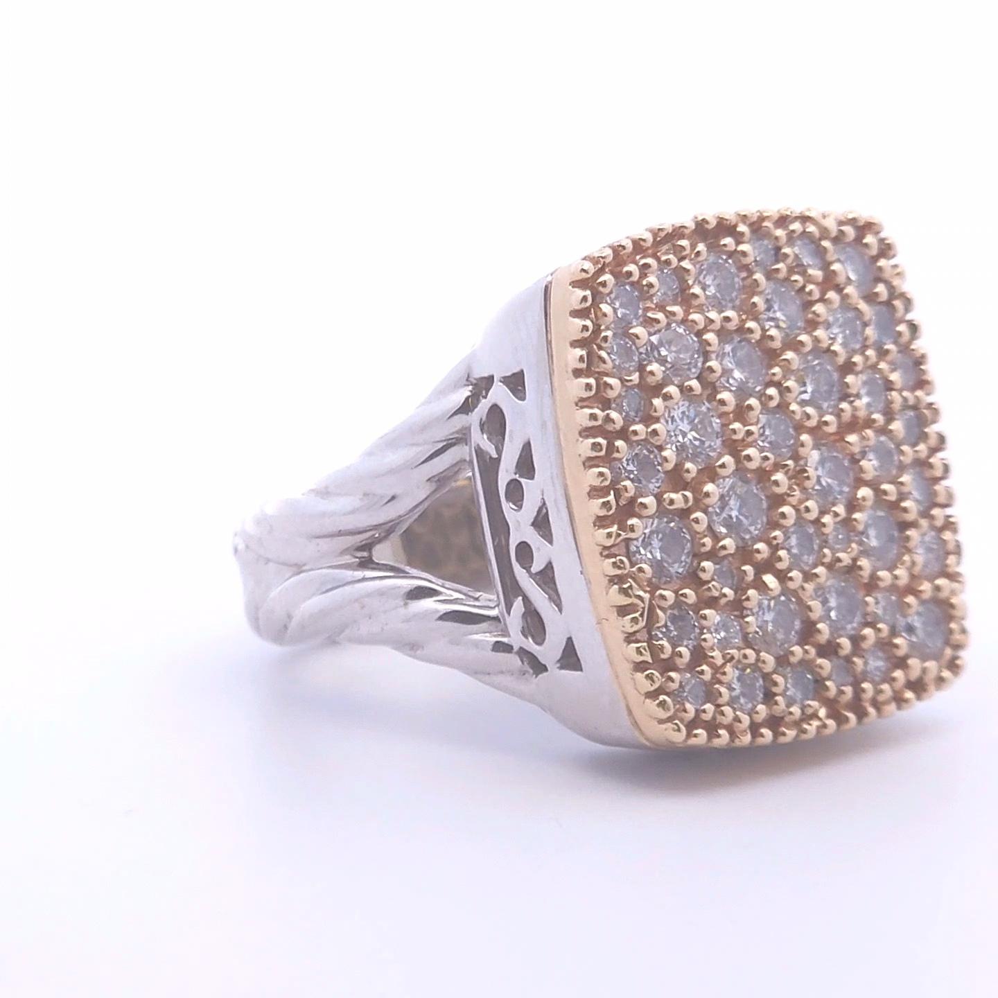 1½ct Runder Diamant Cluster Ring in 14k Gold (Rundschliff) im Angebot