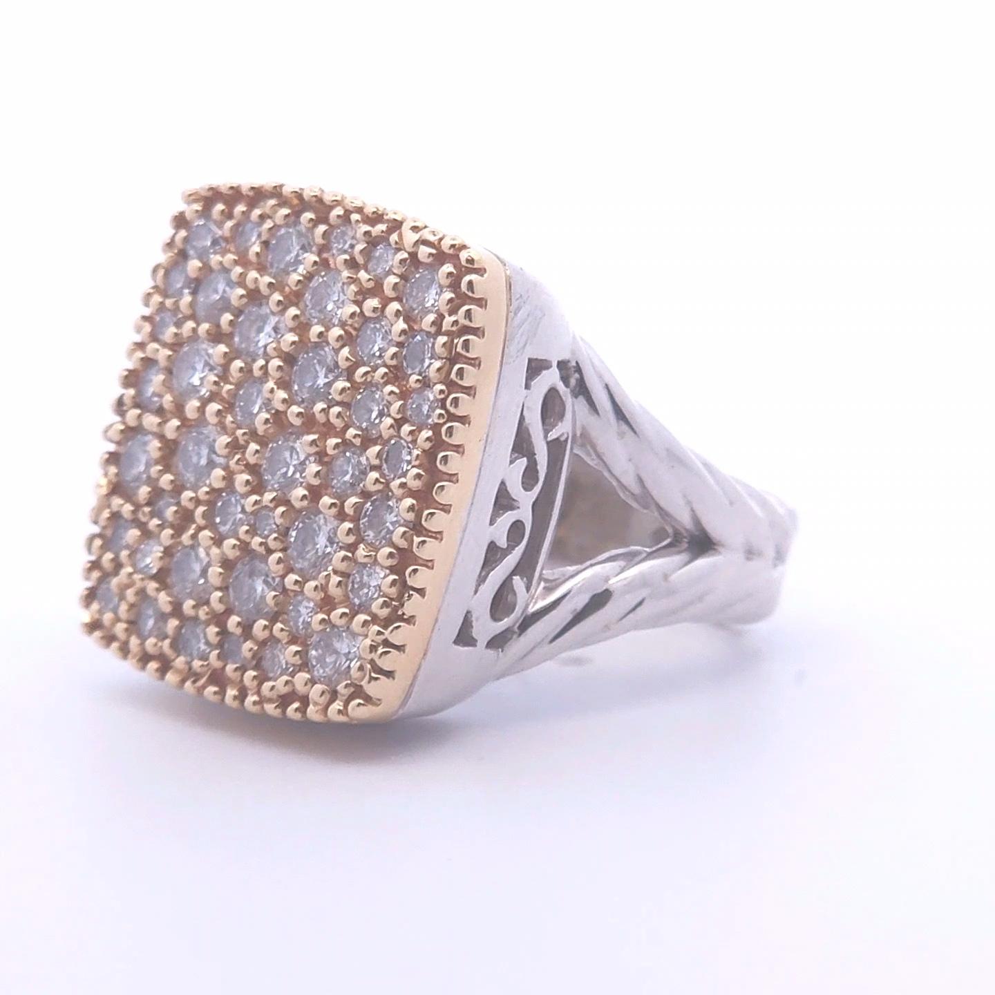 Anillo en Racimo de Diamantes Redondos de 1½ ct en Oro de 14k en Nuevo estado para la venta en Tustin, CA