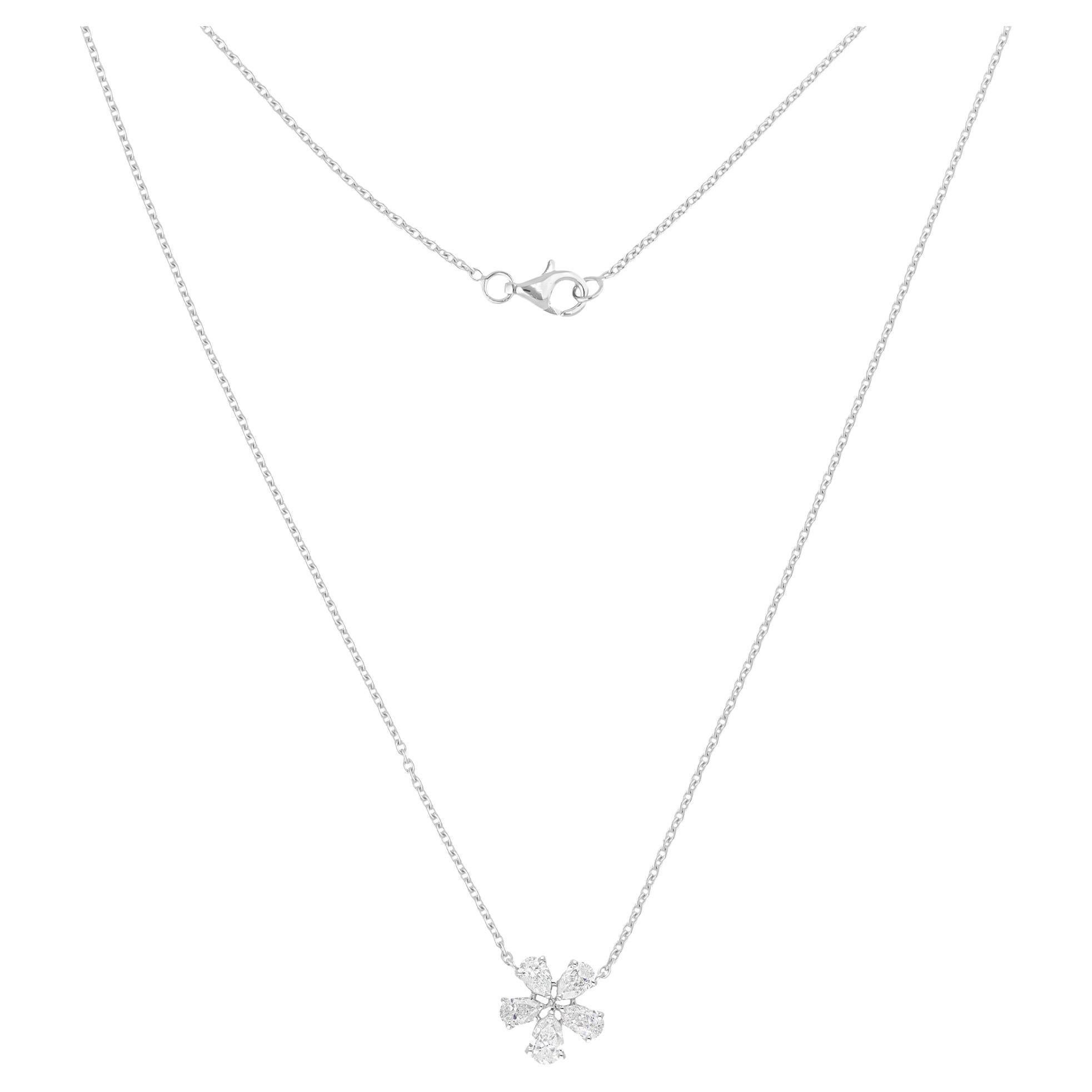1,12Ct SI Clarity HI Color Diamante Dainty Floral Collana in oro bianco 14 carati