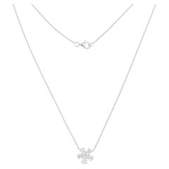 1.12Ct SI Clarity HI Color Diamond Dainty Floral Necklace 14 Karat White Gold