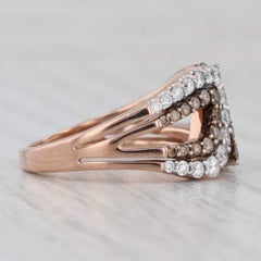 1.12ctw Champagne White Diamond Bypass Ring 14k Rose Gold Size 7.75 Cocktail