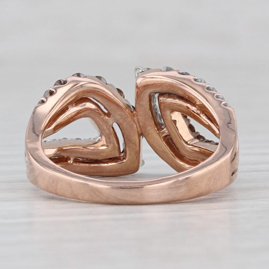 1.12ctw Champagne Anillo Bypass Diamante Blanco Oro Rosa 14k Talla 7.75 Cocktail Corte redondo en venta