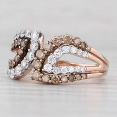 1.12ctw Champagne Anillo Bypass Diamante Blanco Oro Rosa 14k Talla 7.75 Cocktail