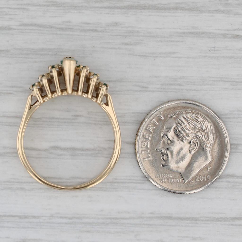 1,12 Karat Smaragd-Diamant-Ring 14k Gelbgold Größe 6,5 gestufte Pyramide im Angebot 2