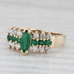 1,12 Karat Smaragd-Diamant-Ring 14k Gelbgold Größe 6,5 gestufte Pyramide