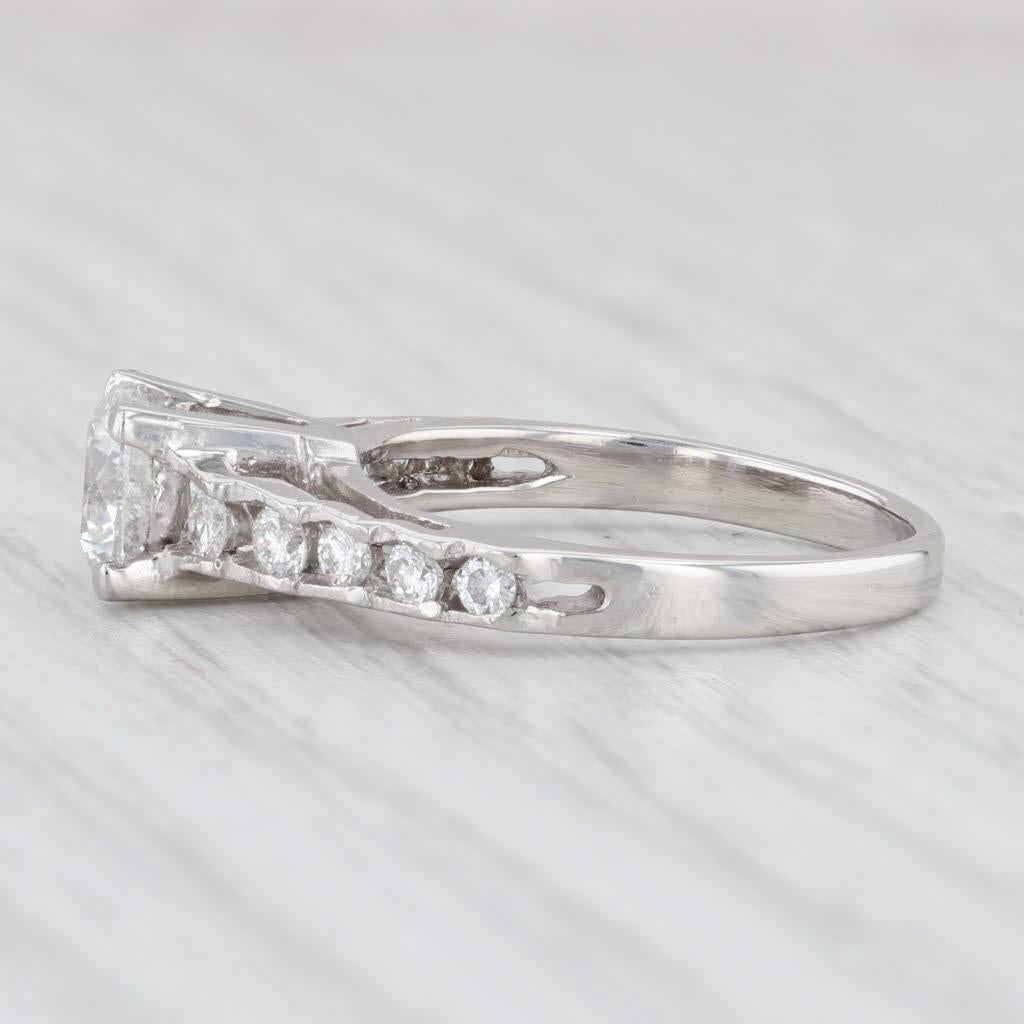Round Cut 1.12ctw Round Diamond Engagement Ring 950 Platinum Size 4.75 For Sale