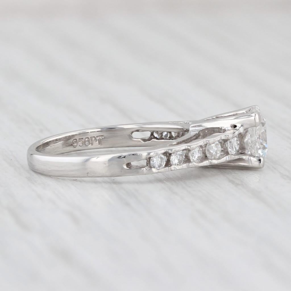 Women's 1.12ctw Round Diamond Engagement Ring 950 Platinum Size 4.75 For Sale