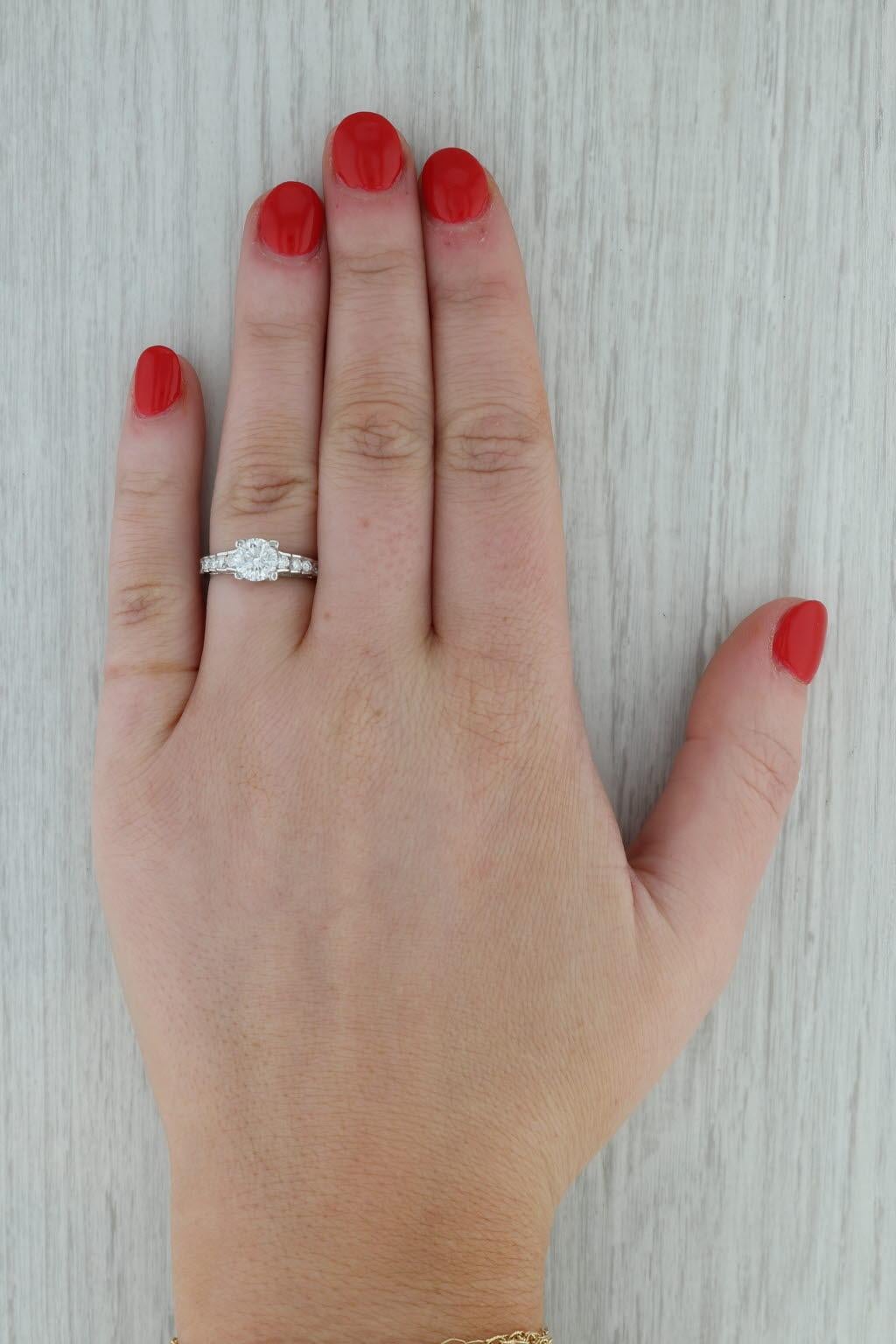 1.12ctw Round Diamond Engagement Ring 950 Platinum Size 4.75 For Sale 3