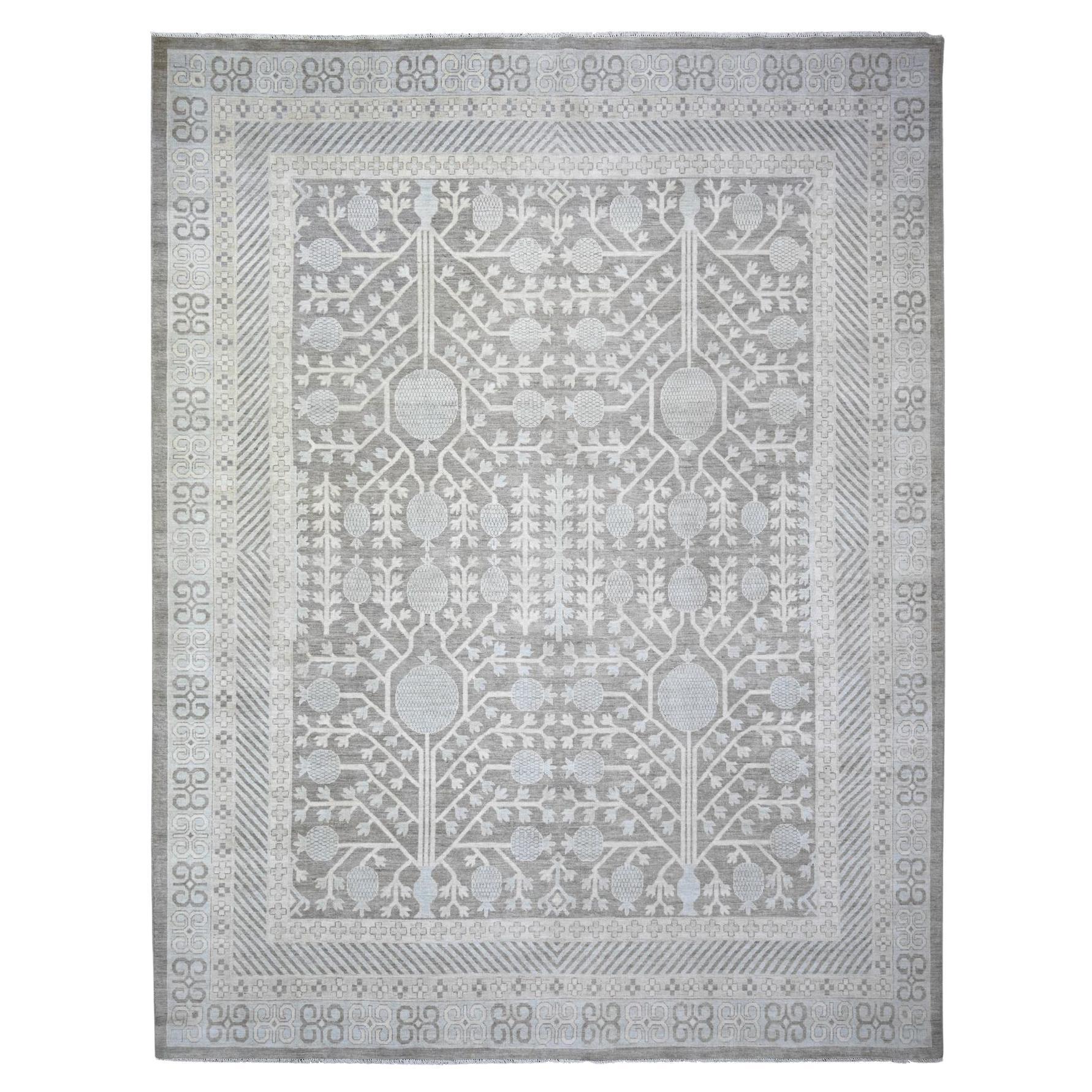 Alfombra Sobredimensionada de Lana Pura Anudada a Mano Peshawar Gris Piedra Lavada 11
2 "x14
3 en venta