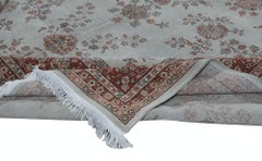 11.2x14.4 Ft Vintage Handmade Floral Turkish Oversize Rug in Beige & Red Colors