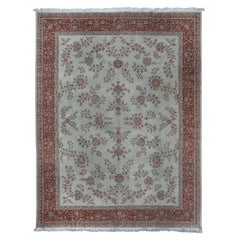 11,2x14.4 Ft handgefertigter, geblümter, türkischer Oversize-Teppich in Beige & Rot in Beige in Vintage-Farben
