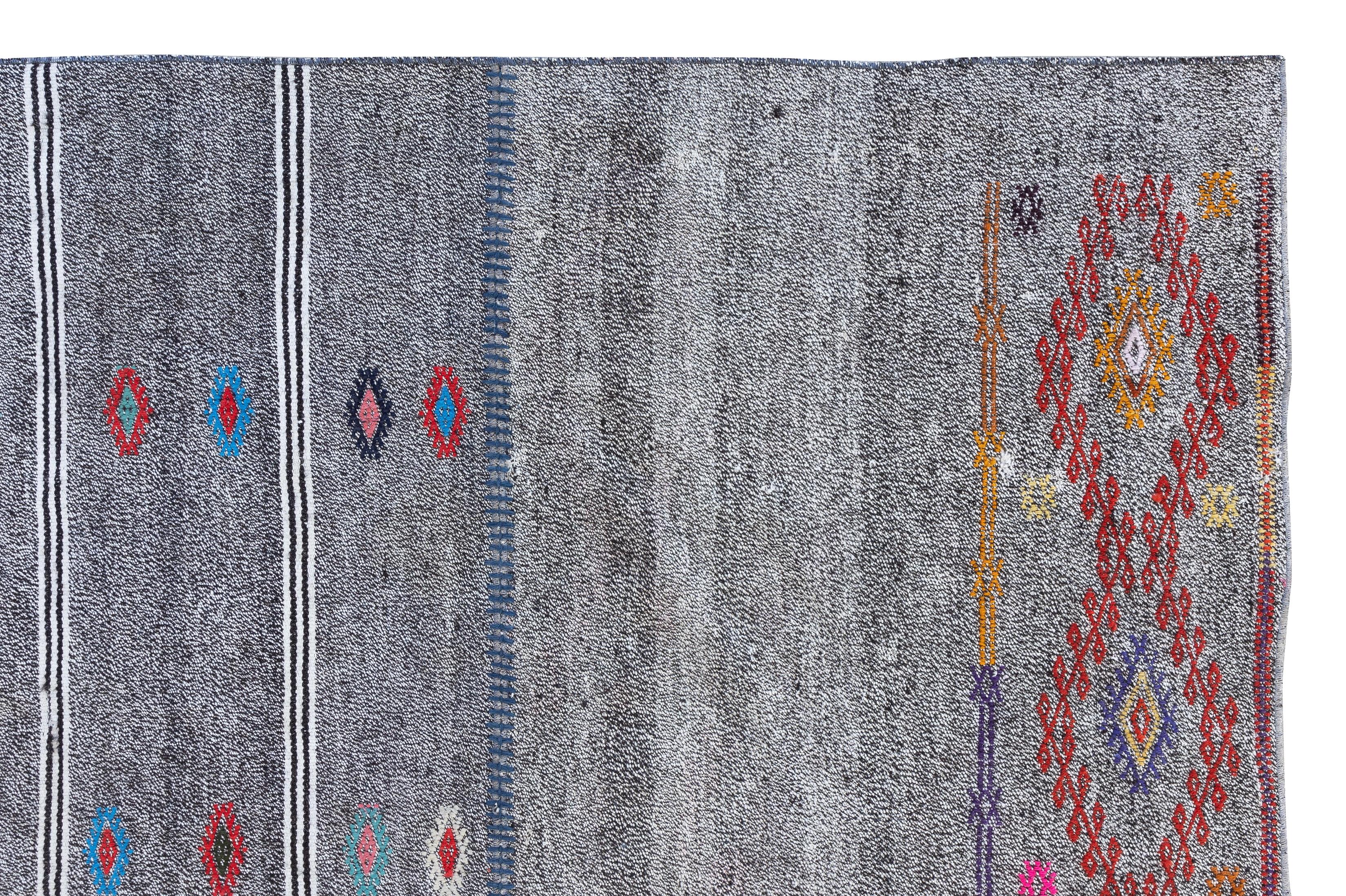 11.2x15.6 Ft Vintage Türkischer Kelim. Grauer Teppich aus Baumwolle und Ziegenhaar. Teppich in Übergröße im Zustand „Hervorragend“ im Angebot in Spring Valley, NY