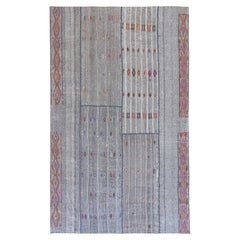 11.2x15.6 Ft Vintage Türkischer Kelim. Grauer Teppich aus Baumwolle und Ziegenhaar. Teppich in Übergröße