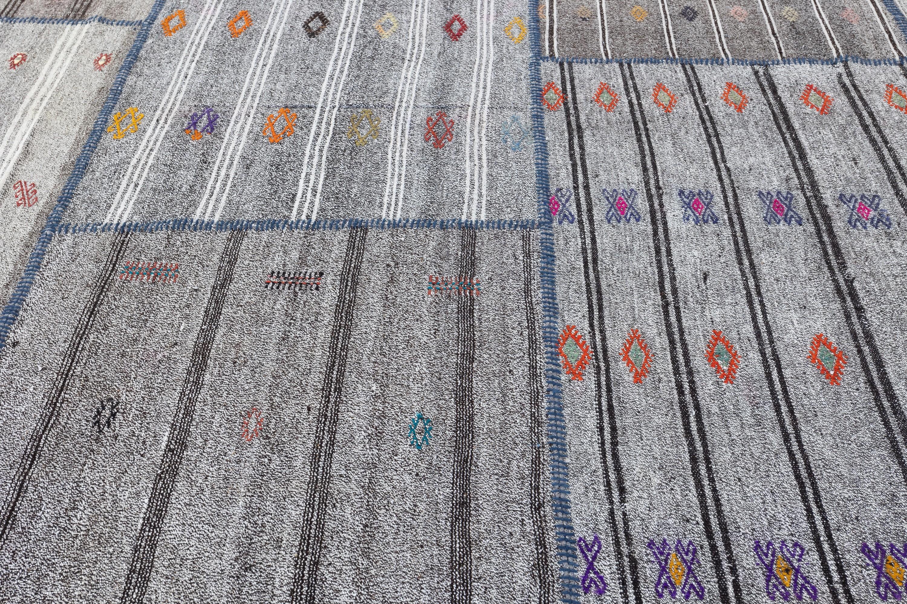 11.2x16.3 Ft Vintage Gray Kilim. Einstellbare handgewebte Teppiche. Teppich in Übergröße (Handgewebt) im Angebot