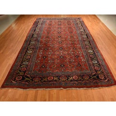 11'2"x18'5" Prismatic Red Antique Persian Bijar Wool Pure Weft Hand Knotted Rug