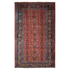 11'2"x18'5" Prismatisch roter antiker persischer Bijar-Teppich aus reiner Weft-Wolle, handgeknüpft
