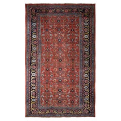 11'2" x 18'5" – Roter antiker persischer Bijar-Teppich mit Blumenmuster, aus Wolle, handgeknüpft