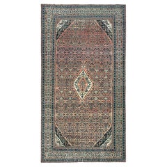 11'2"x21'2" Salmon Color Vintage Farsian Bibikabad Hand Knotted Wool Runner Rug