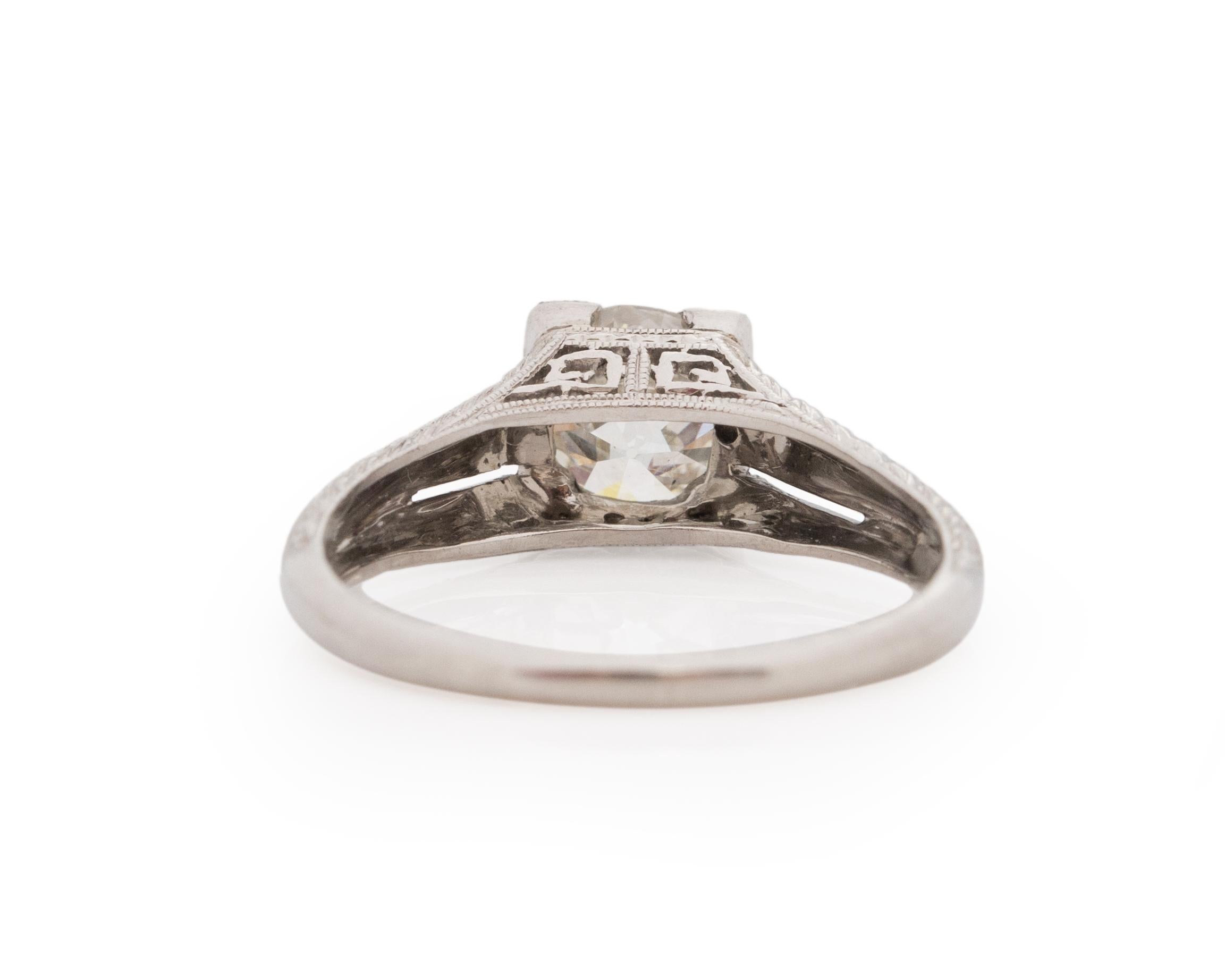 1.13 Carat Art Deco Diamond Platinum Engagement Ring In Good Condition For Sale In Hicksville, NY