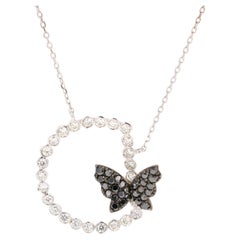 Collier en or blanc avec diamants noirs et blancs de 1,13 carat