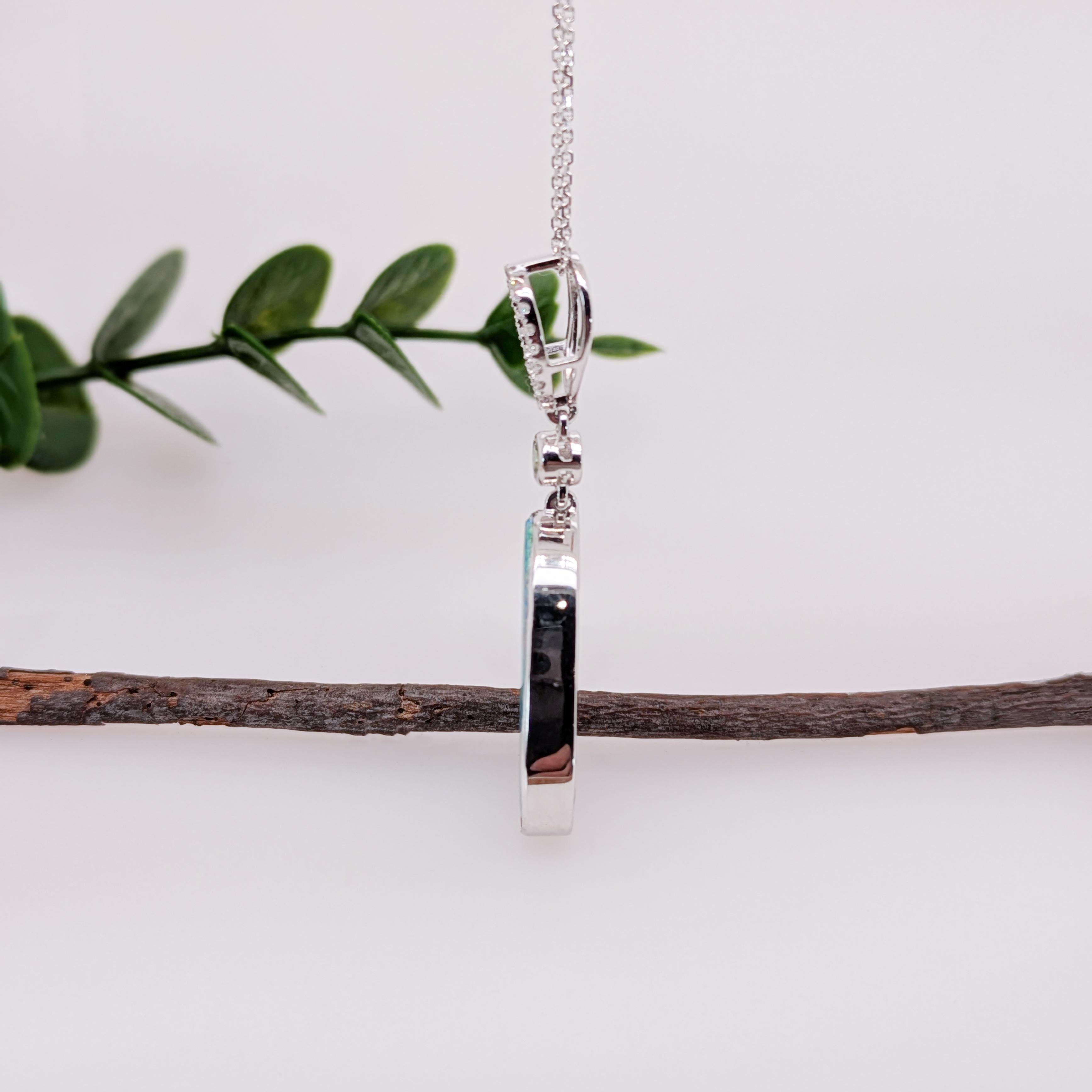 11.3 Carat Boulder Opal Pendant w Natural Diamonds In Solid 14K White Gold In condizioni Nuovo in vendita a Columbus, OH