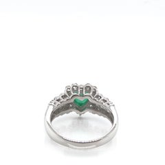 1.13 Carat Cat's Eye Emerald and Diamond Cocktail Ring Set in Platinum