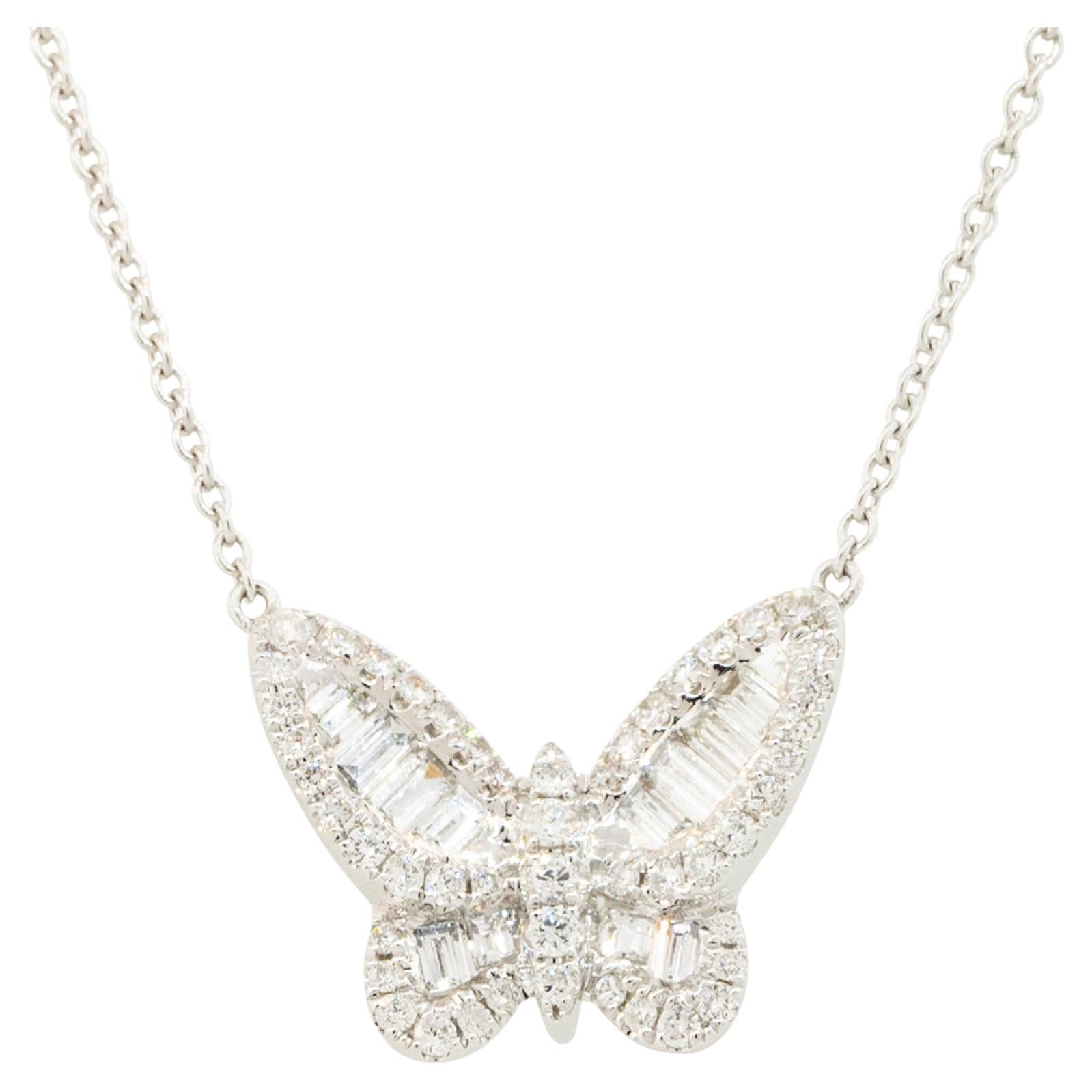 Collier papillon en or 18 carats et diamants de 1,13 carat en vente