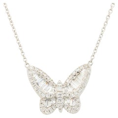 1.13 Carat Diamond Butterfly Necklace 18 Karat in Stock