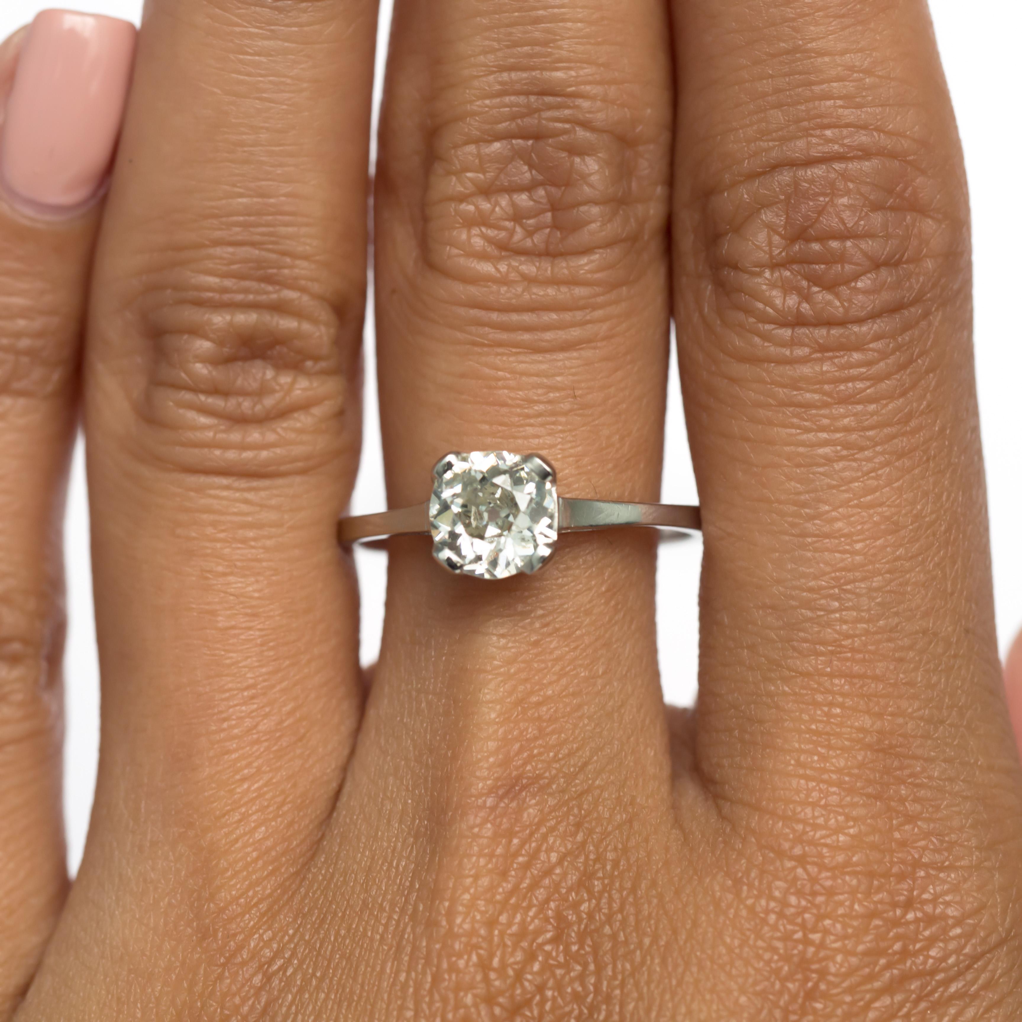 Edwardian 1.13 Carat Diamond Platinum Engagement Ring For Sale