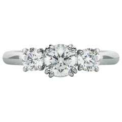 1.13 Carat E SI2 Round 3 Diamond Claw Set Ring Platinum Natalie Barney