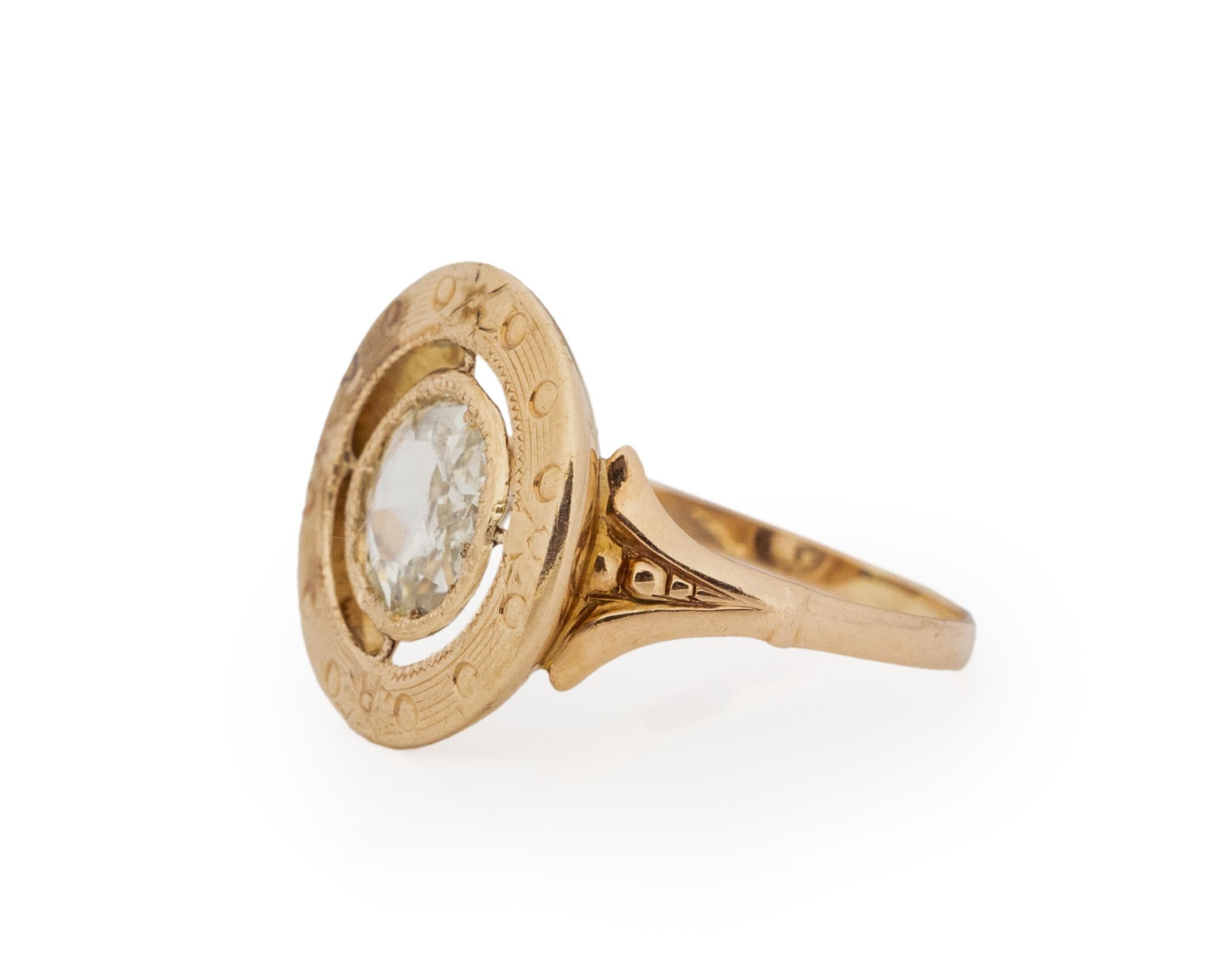 Rose Cut 1.13 Carat Edwardian Diamond 14 Karat Yellow Gold Engagement Ring For Sale