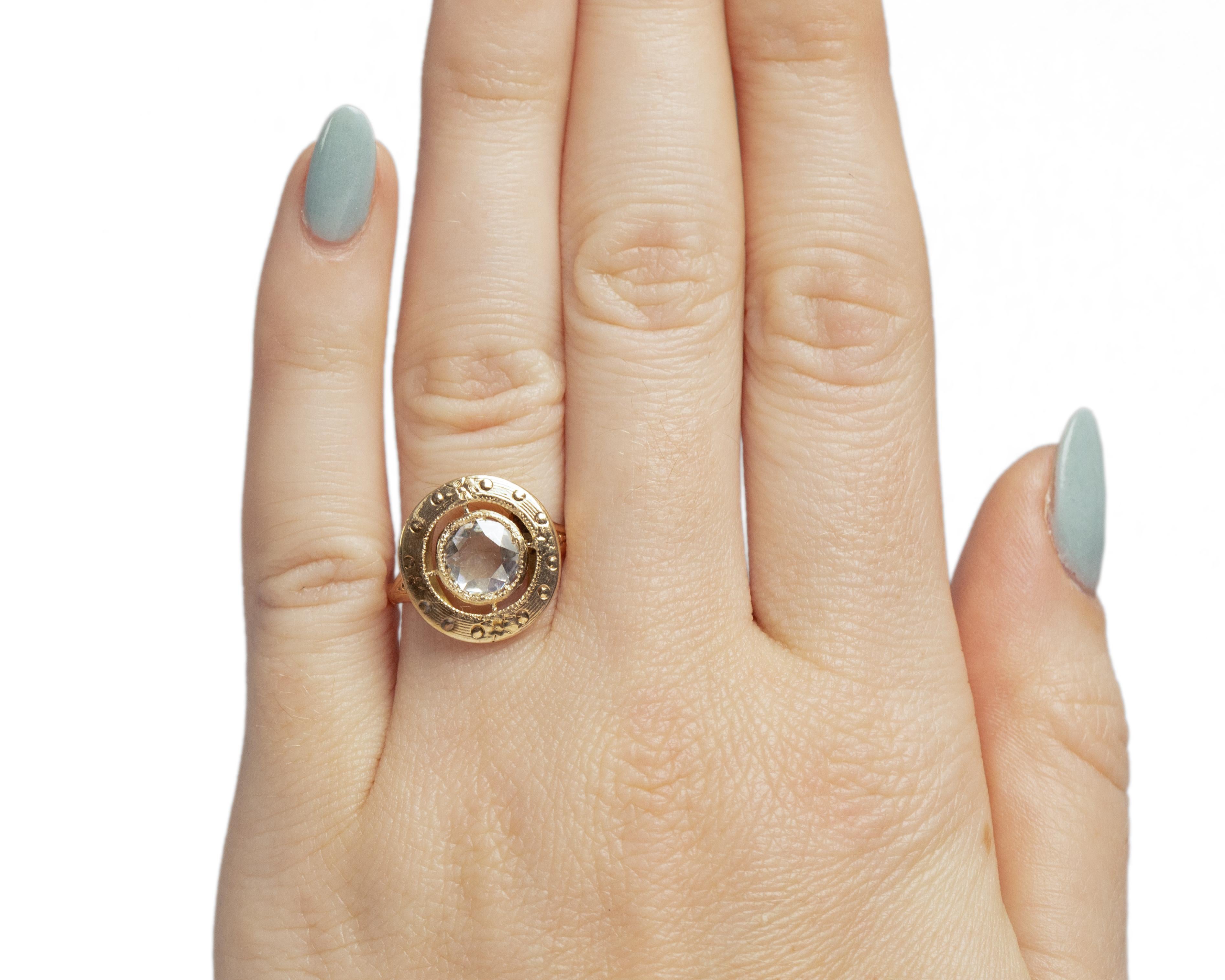 Women's 1.13 Carat Edwardian Diamond 14 Karat Yellow Gold Engagement Ring For Sale