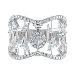 Bague en or avec diamants géométriques de 1,13 carat sur barres