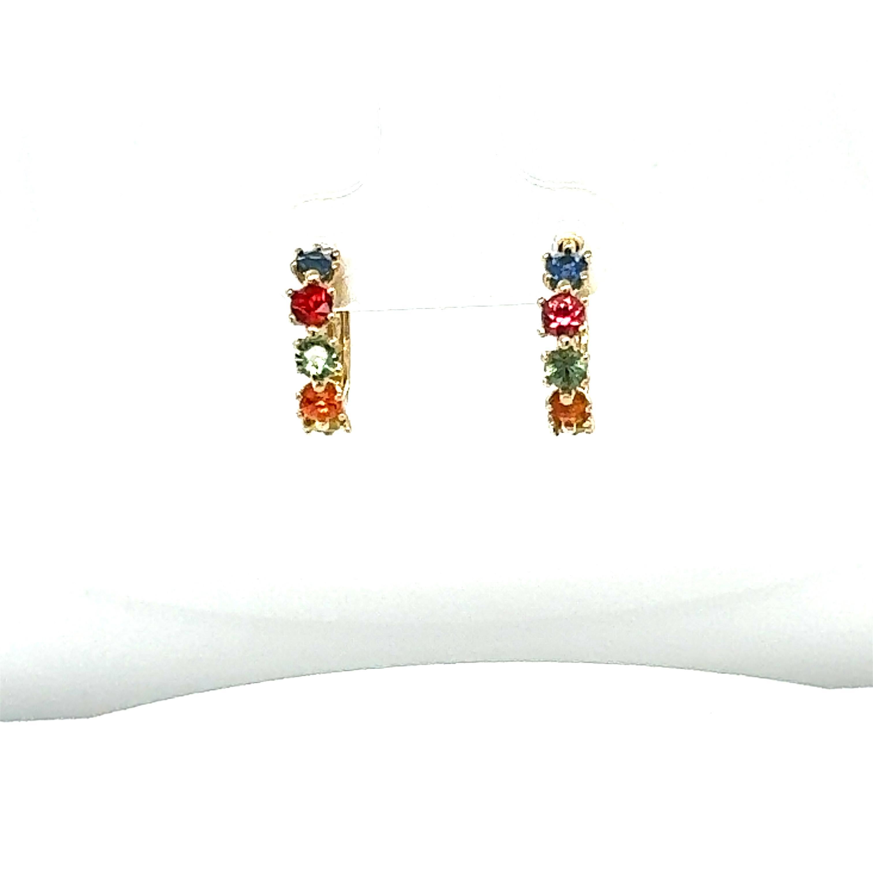 1.13 Carat Multicolor Sapphire Yellow Gold Huggy Earrings

There are 10 Round Cut Multicolor Natural Sapphires that weigh 1.13 carats.
Crafted in 14K Yellow Gold Earrings that weigh 2.0 grams