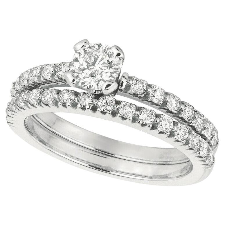 1.13 Carat Natural Diamond Engagement Ring G SI 14K White Gold