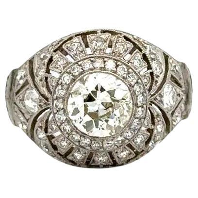 1.13 Carat OEC Diamond and Sapphire Platinum Statement Cocktail Ring