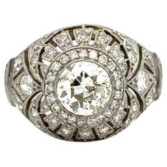 1.13 Carat OEC Diamond and Sapphire Platinum Statement Cocktail Ring