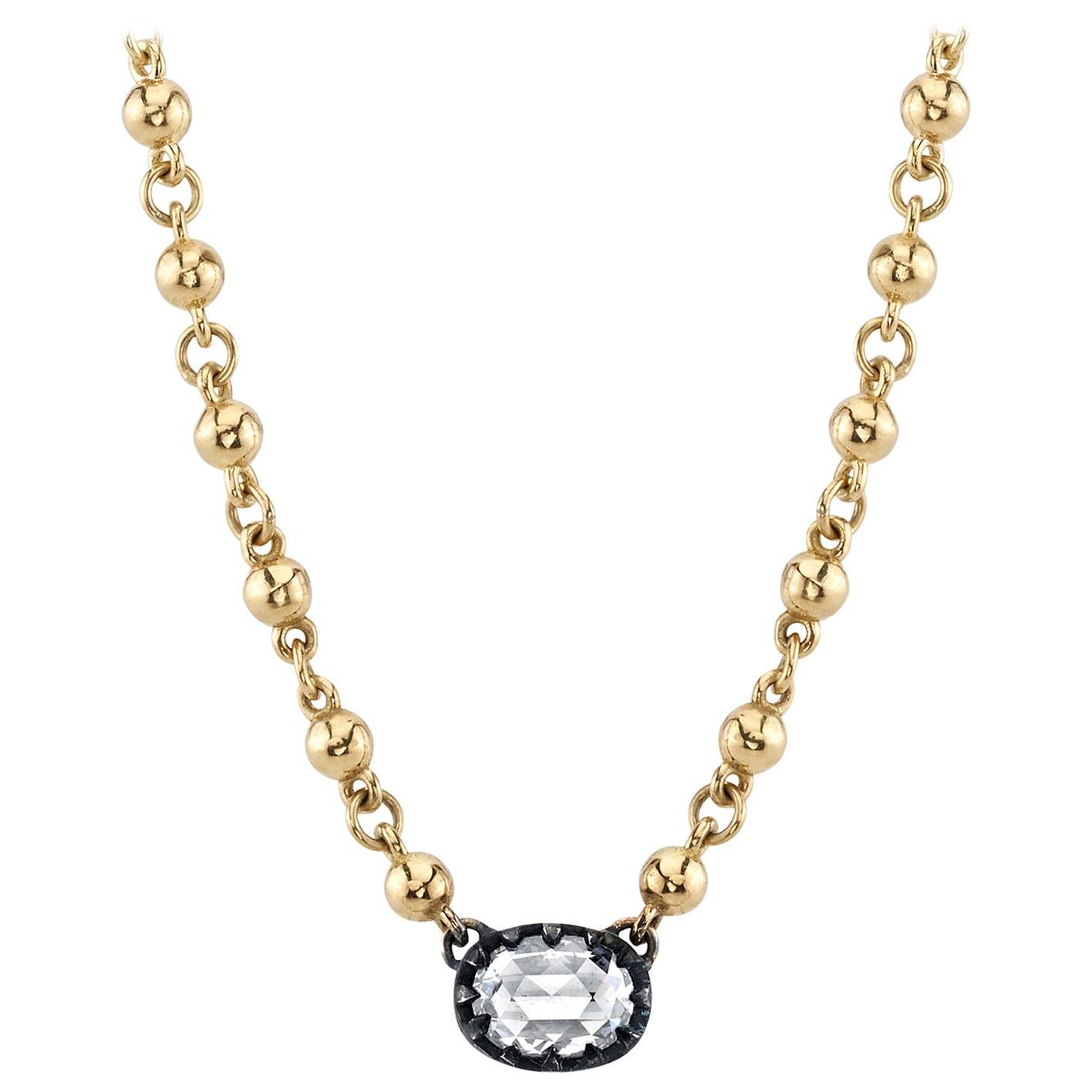 Handcrafted Rosalina Rose Cut Diamond Necklace by Single Stone