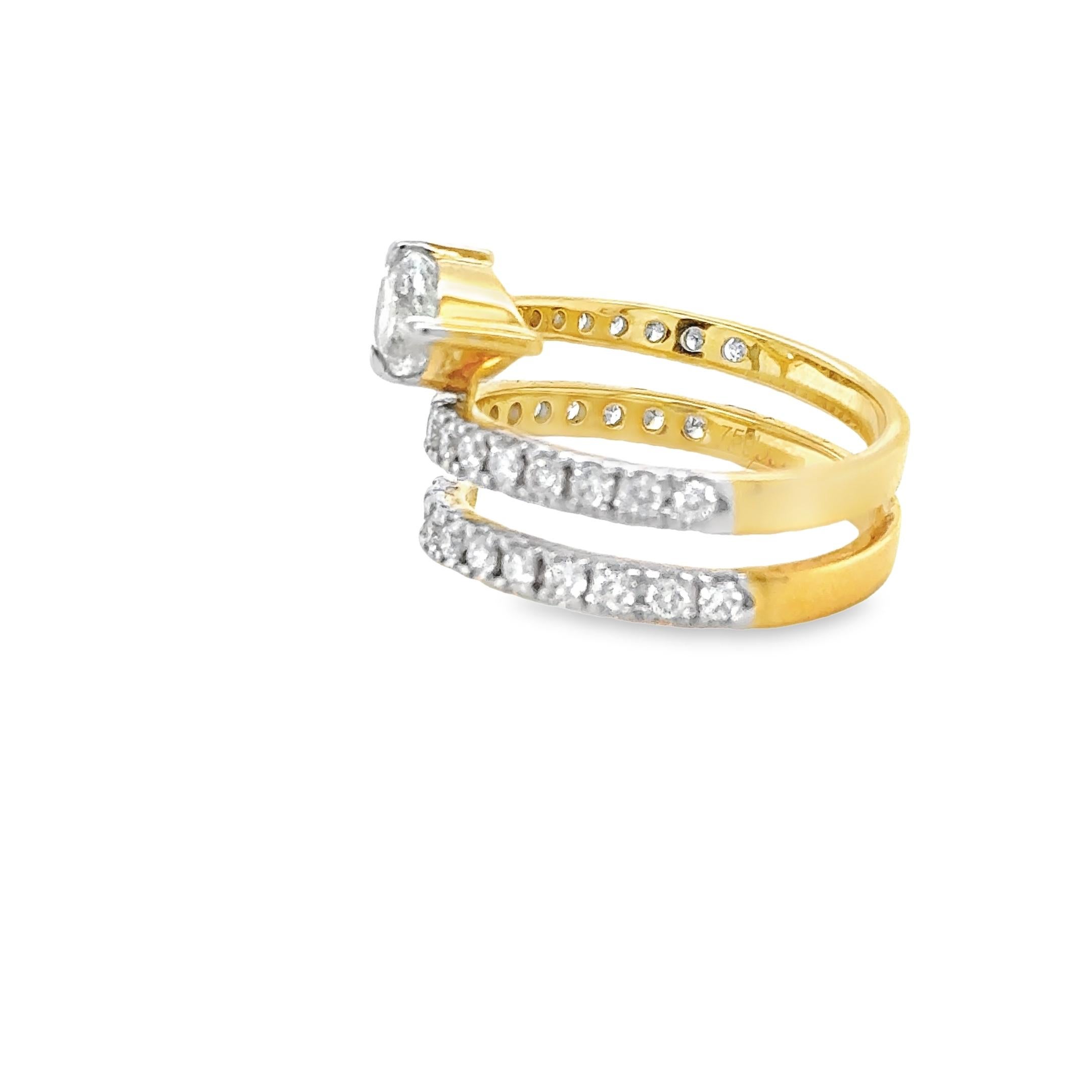 Modern 1.13 Carat Pear shape Diamond Spiral Ring For Sale