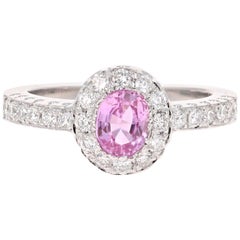 1.13 Carat Pink Sapphire Diamond 14 Karat White Gold Ring