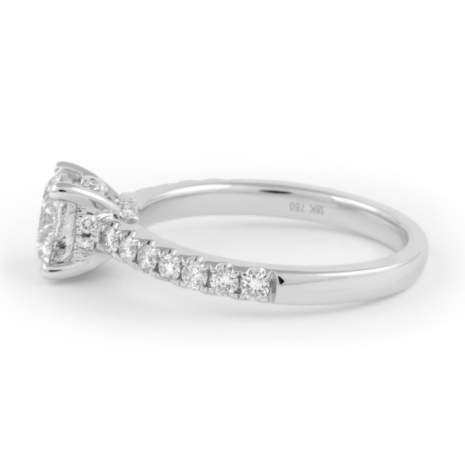 1,13 Karat Runder Brillant Diamantring 18 Karat Weißgold (Zeitgenössisch) im Angebot
