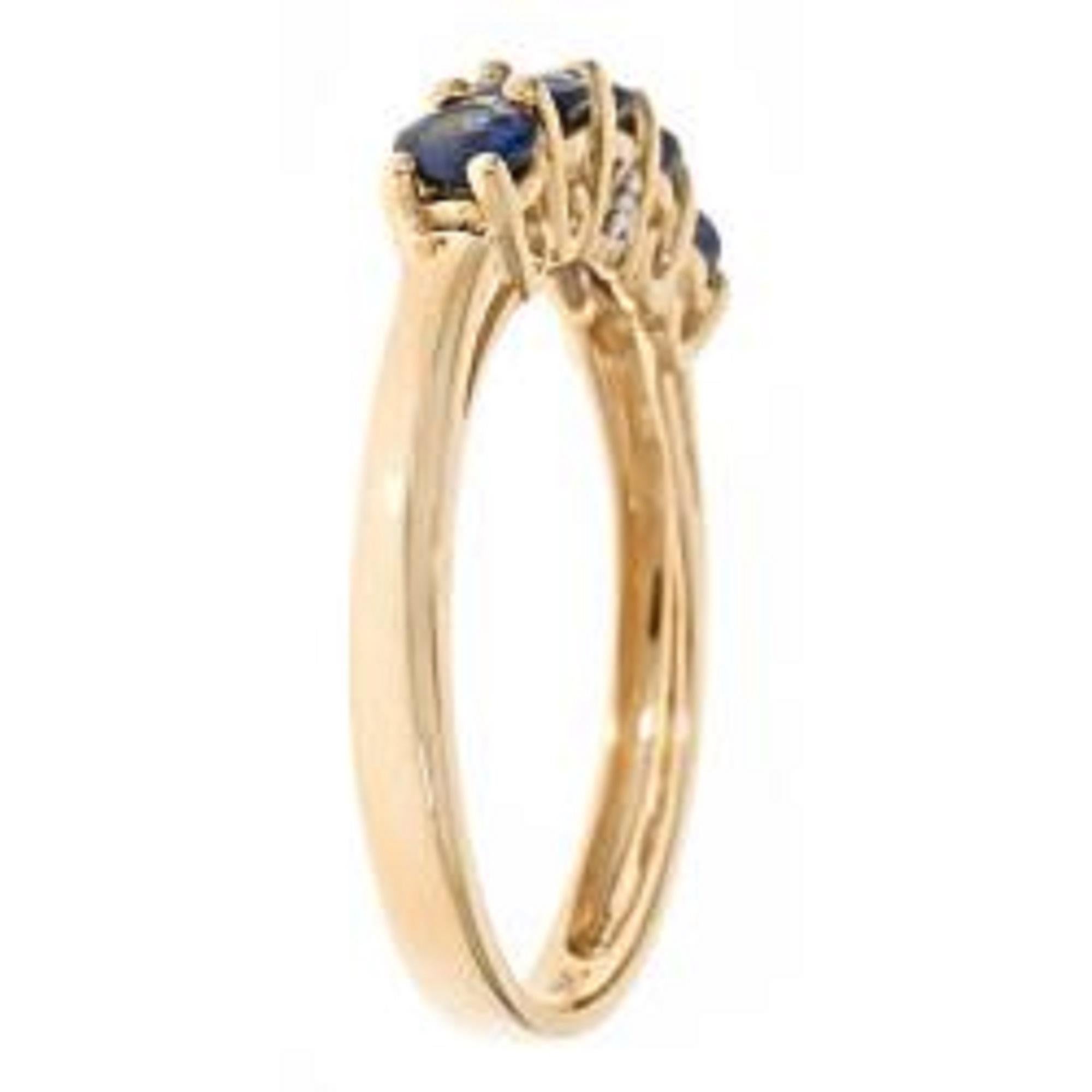 Stunning, timeless and classy eternity Unique ring. Decorate yourself in luxury with this The Loupe Club ring. This ring is made up of 3.5MM Round-Cut Prong Setting Blue Sapphire (5 pcs) 1.13 Carat and Round-Cut Prong Setting white Diamond (2 pcs)