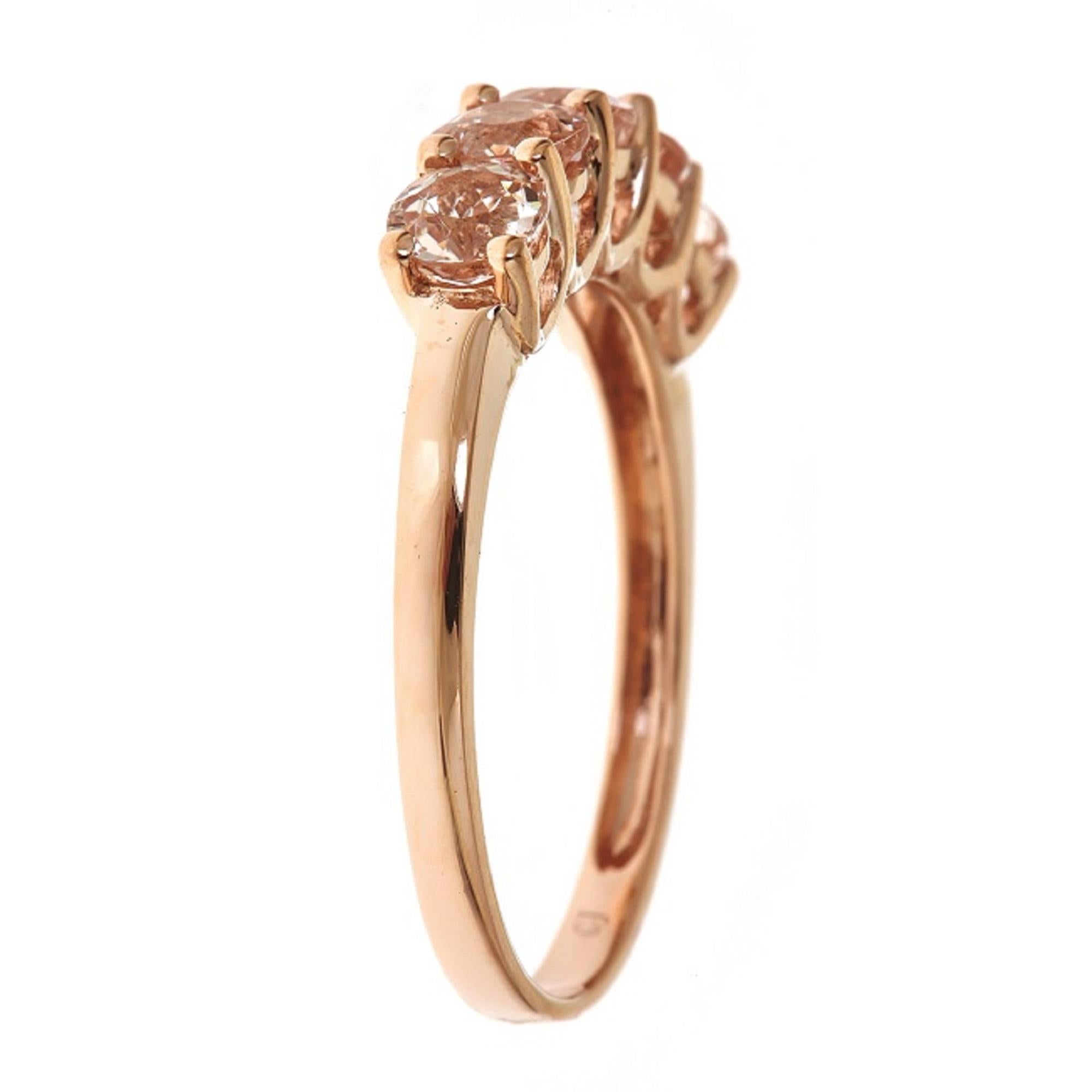 Stunning, timeless and classy eternity Unique ring. Decorate yourself in luxury with this Gin & Grace ring. The 10k Rose Gold jewelry boasts Round-Cut Prong Setting Genuine Morganite (5 pcs) 1.13 Carat accent stones for a lovely design. This ring is