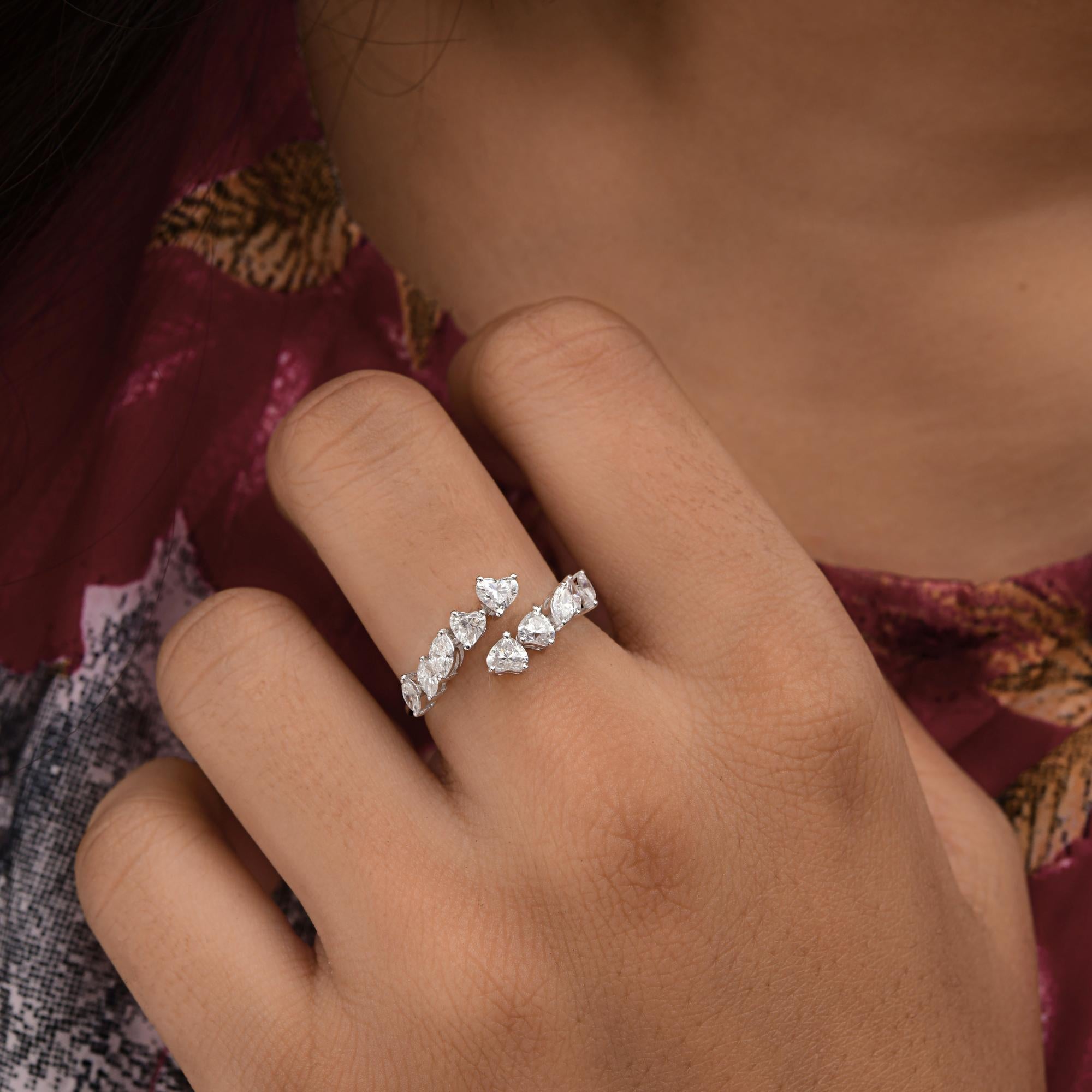 Moderno 1,13 Carati SI Chiarezza HI Colore Cuore Pera Anello con diamante avvolgente Oro bianco 18 Carati in vendita
