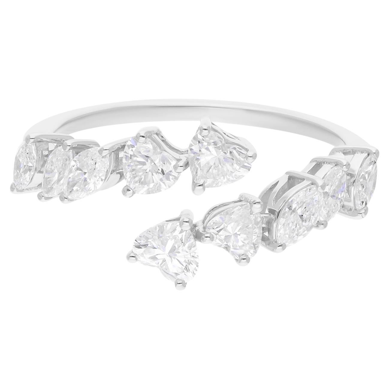 1.13 Carat SI Clarity HI Color Heart Pear Diamond Wrap Ring 18 Karat White Gold