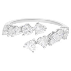 1.13 Carat SI Clarity HI Color Heart Pear Diamond Wrap Ring 18 Karat White Gold