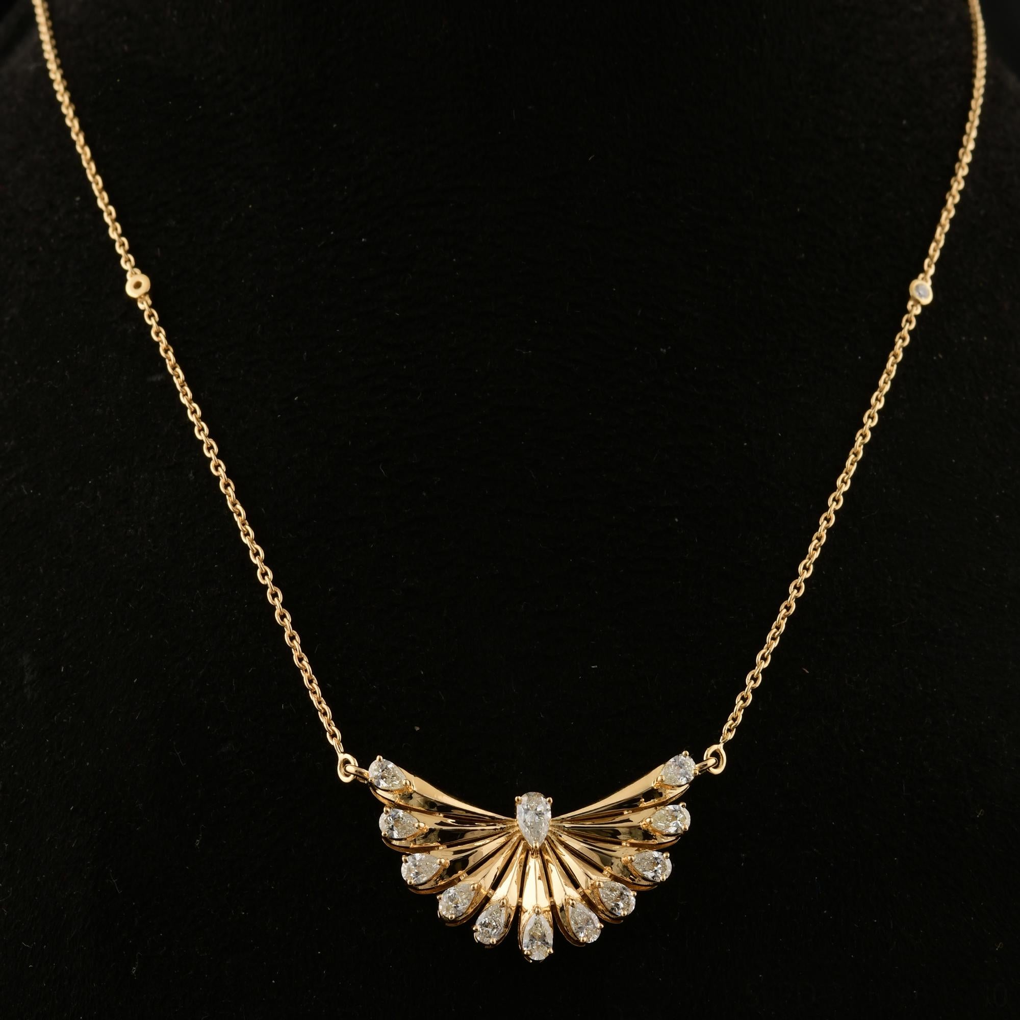 Taglio a goccia Collana con ciondolo di diamanti a pera da 1,13 carati SI Clarity HI Color Oro giallo 14k in vendita